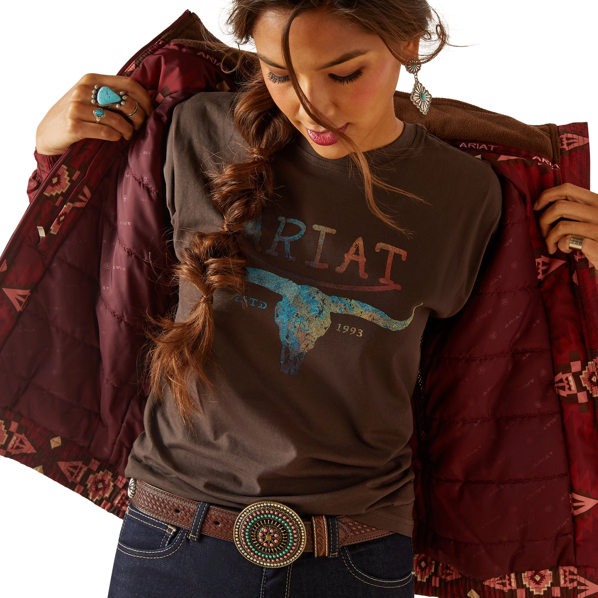 Ariat Ladies 10046428 Western Stable Jacket with Alamo Print