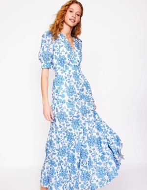 Bella Puff Sleeve Maxi Dress-Ivory. Trailing Yarrow