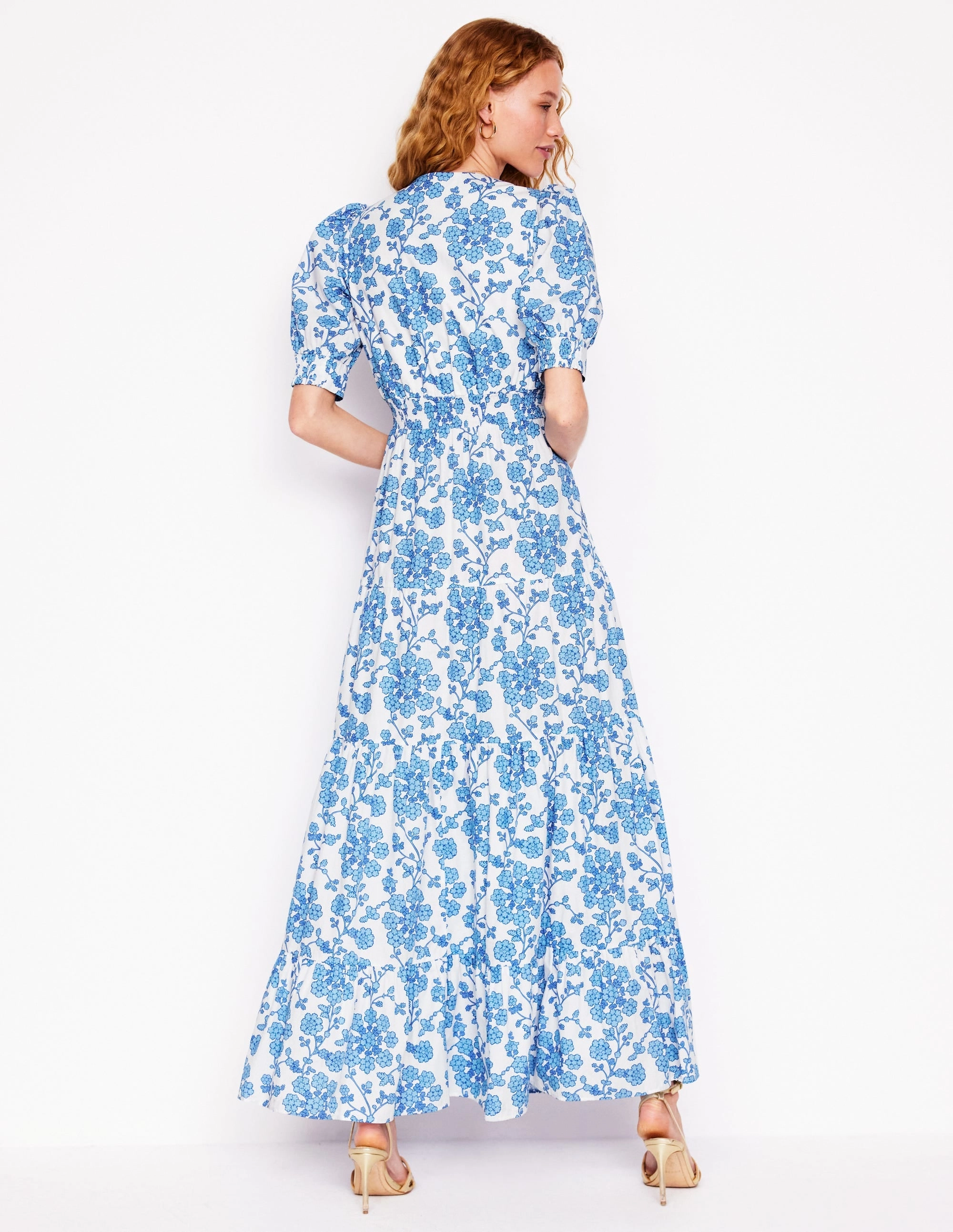 Bella Puff Sleeve Maxi Dress-Ivory. Trailing Yarrow