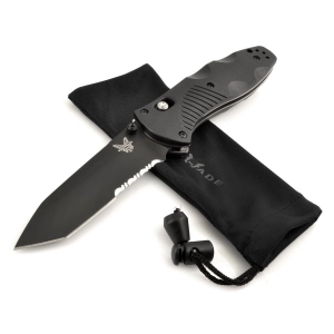 Benchmade Folding Knife - Barrage Serrated Edge Tanto Blade Black Handle | 583SBK