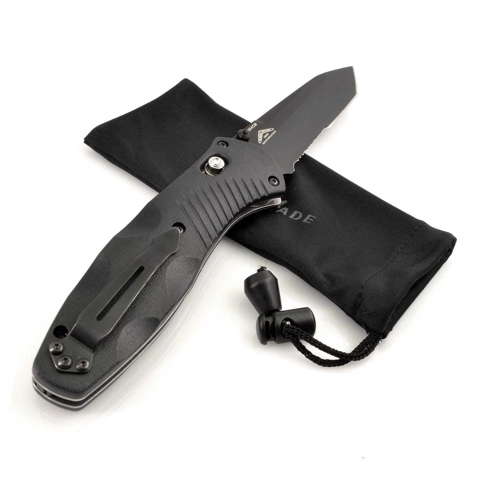 Benchmade Folding Knife - Barrage Serrated Edge Tanto Blade Black Handle | 583SBK