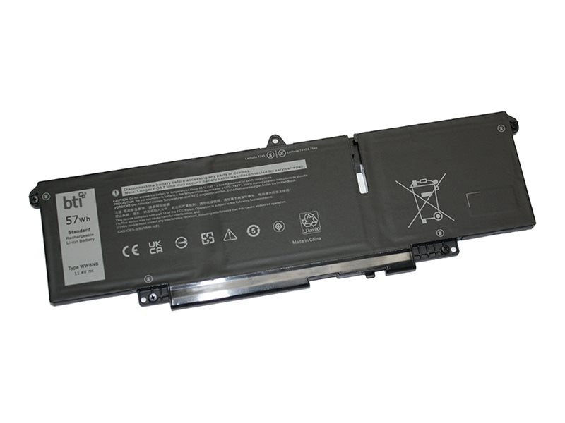 BTI - Notebook battery (equivalent to: Dell WW8N8) - lithium ion - 3-cell - 5000 mAh - 57 Wh WW8N8-BTI