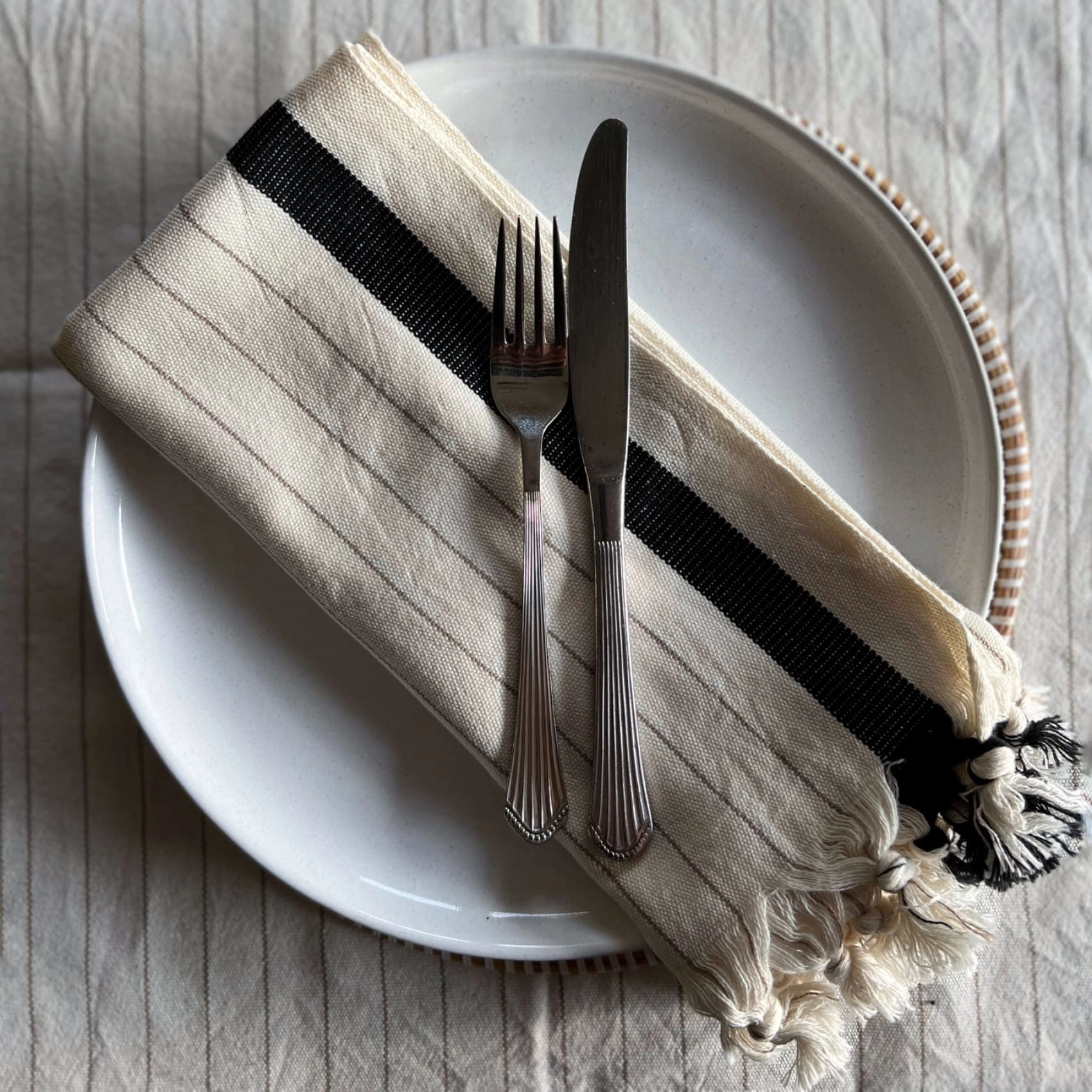 Capella Organic Cotton Vegan Peshtemal | Black & Salt