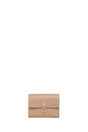 Compact Flat Wallet in Nude Leather