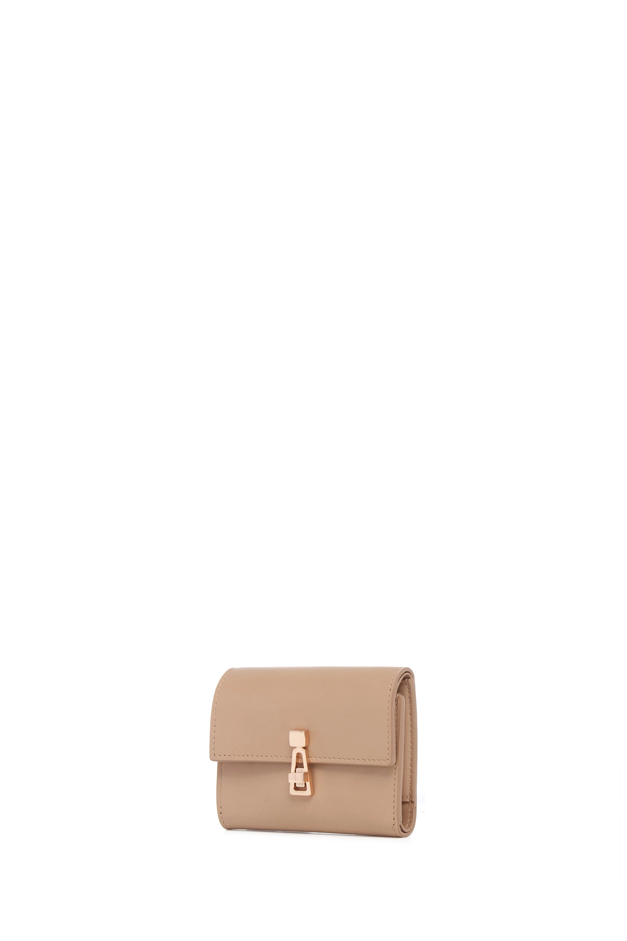 Compact Flat Wallet in Nude Leather