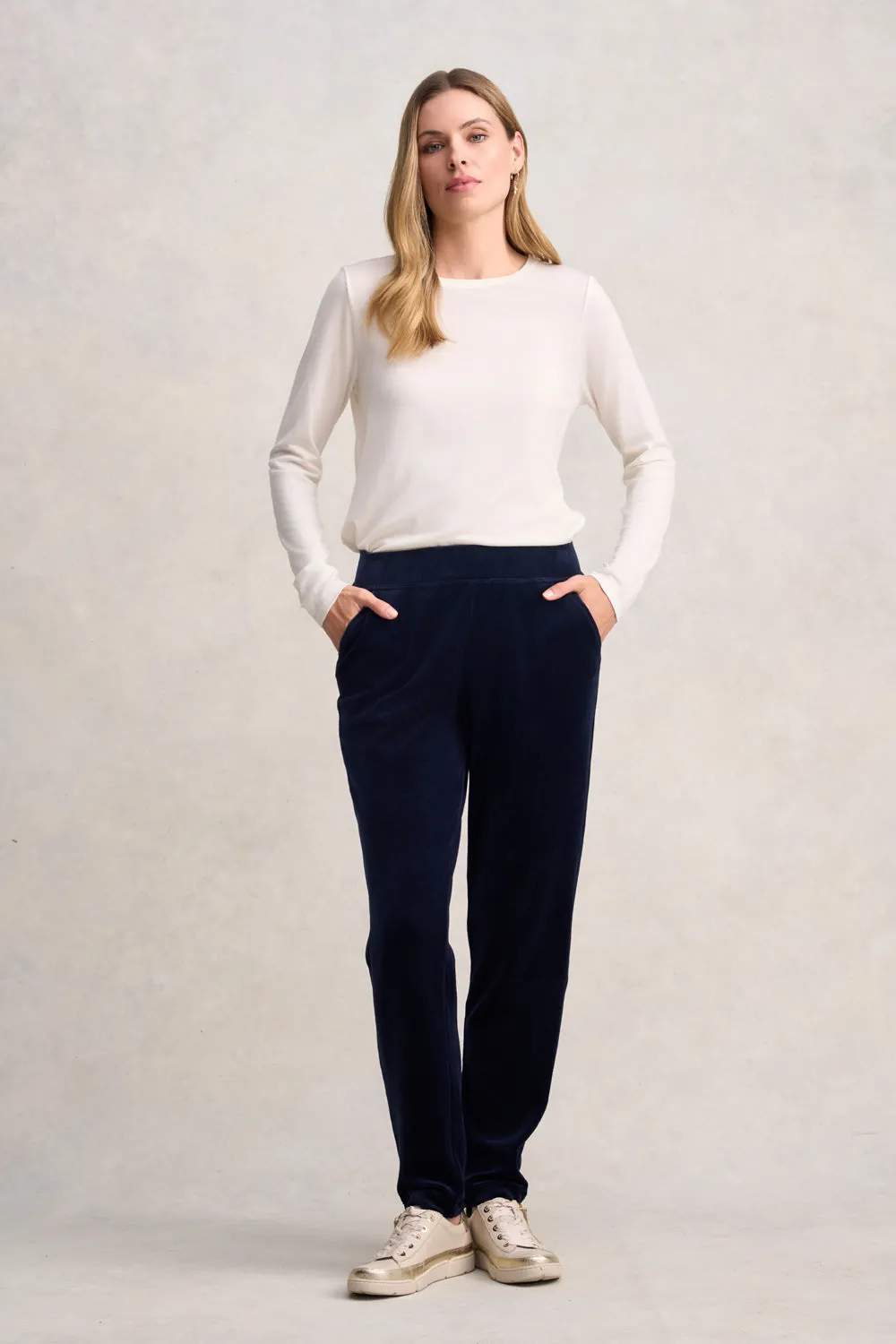 Cotton Velour Track Pant - Rich Navy
