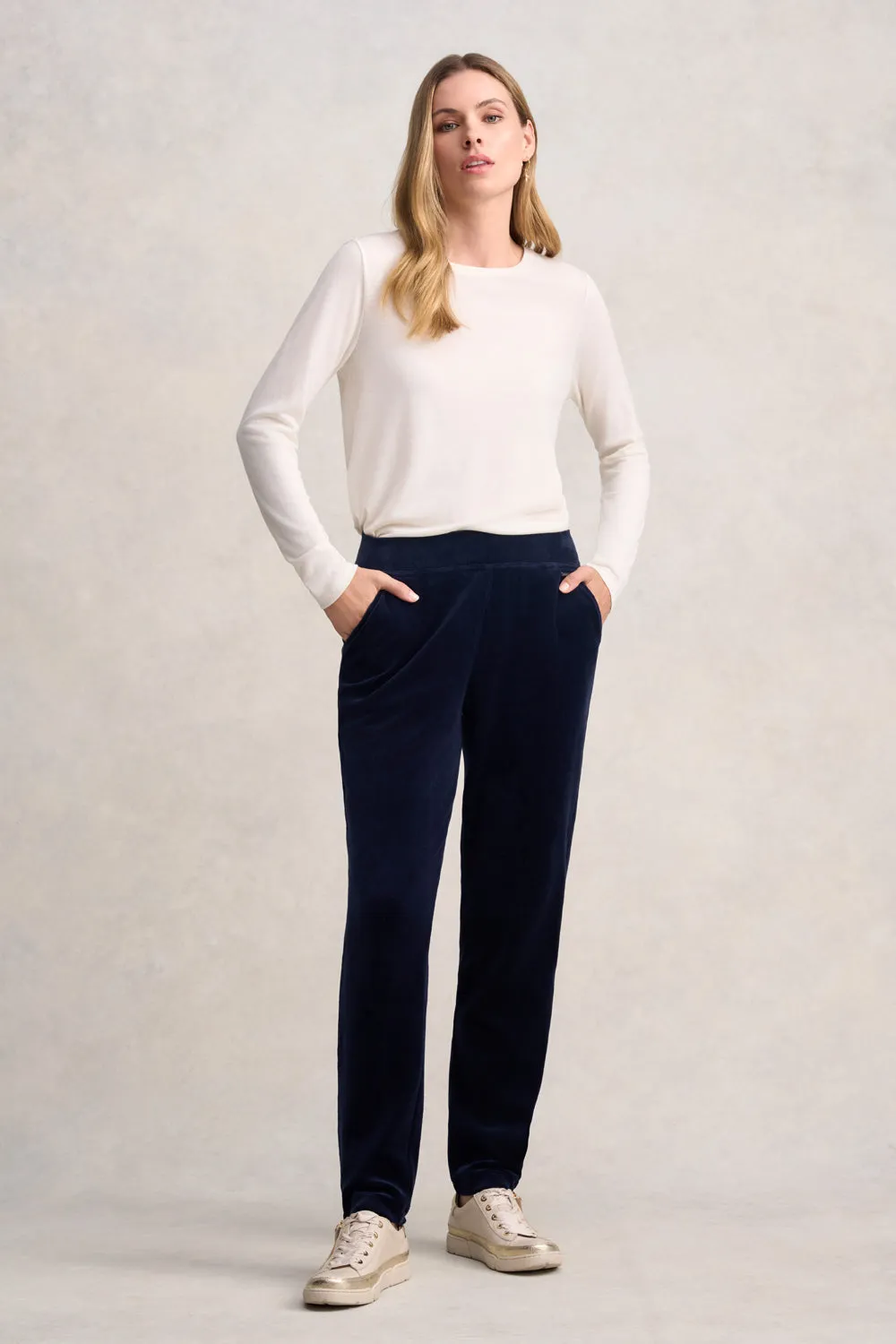 Cotton Velour Track Pant - Rich Navy
