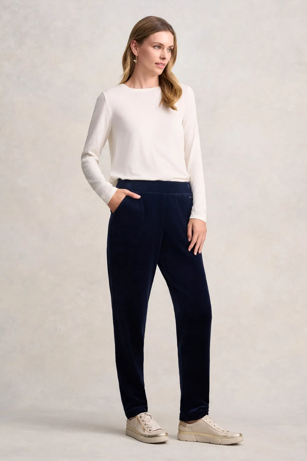 Cotton Velour Track Pant - Rich Navy