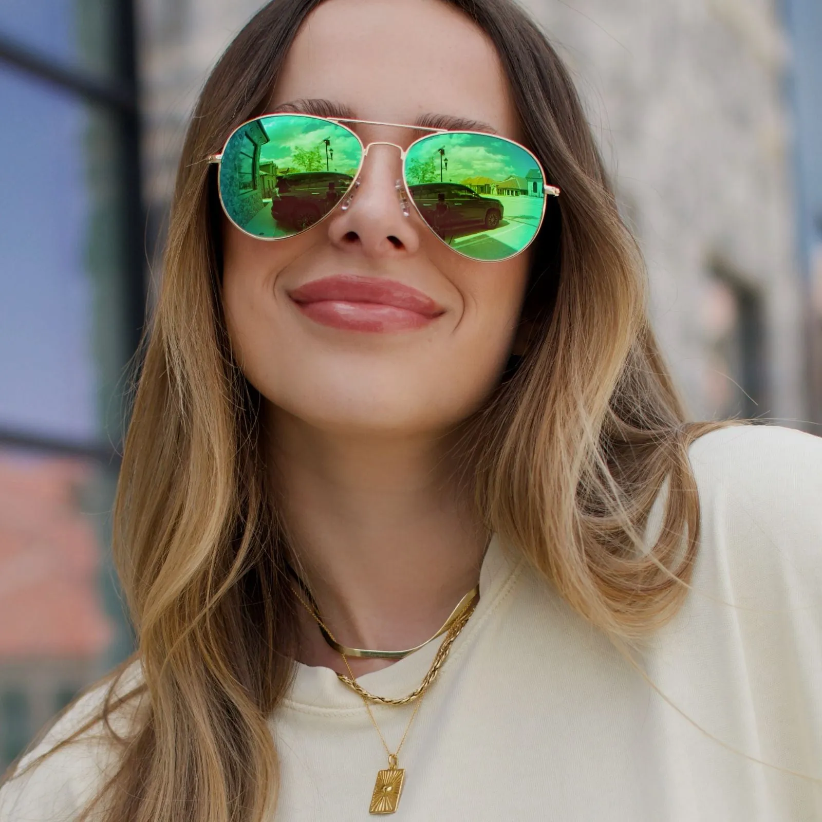 CRUZ - GOLD   GREEN MIRROR   POLARIZED SUNGLASSES