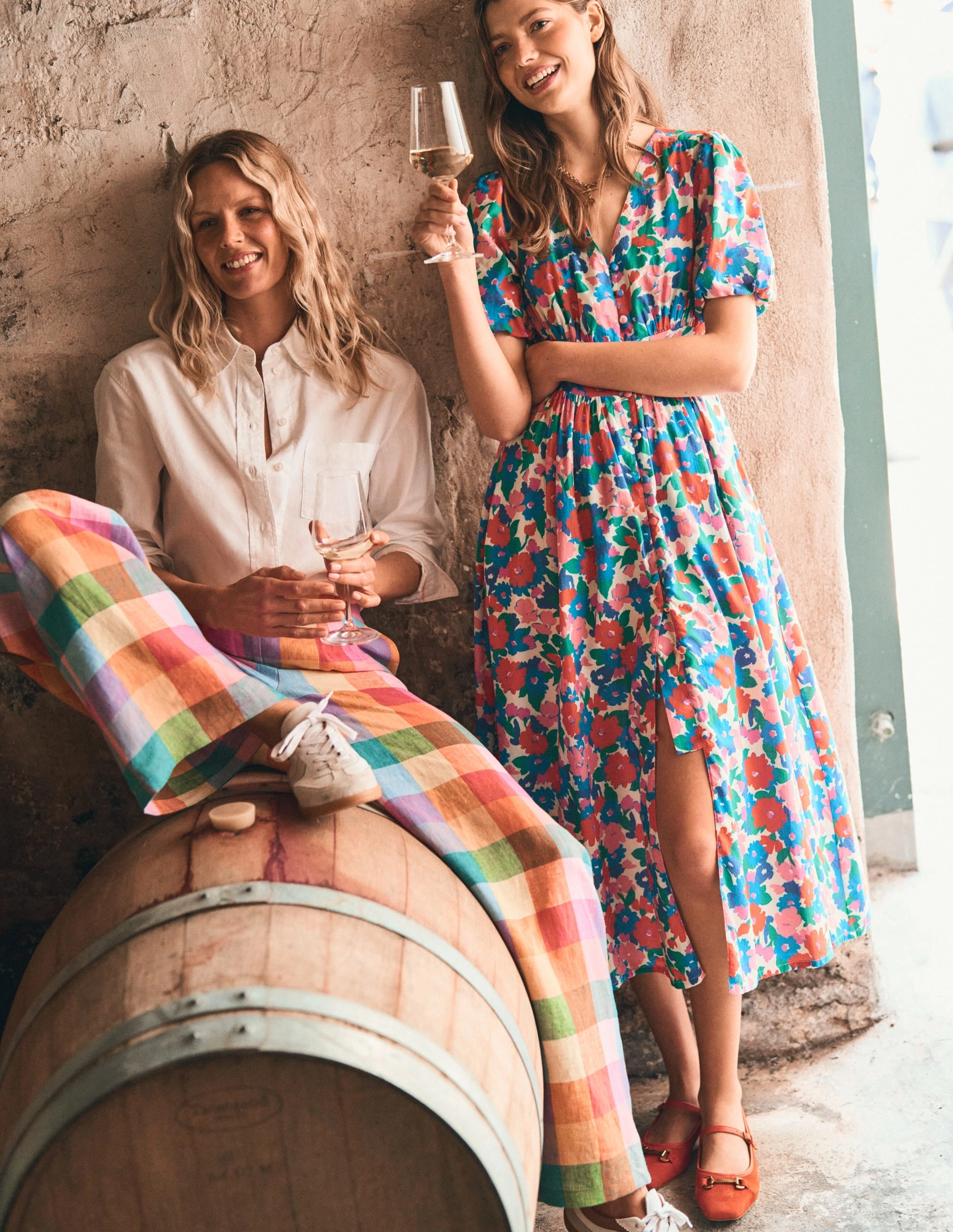 Dulwich Linen Trousers-Rainbow Multigingham