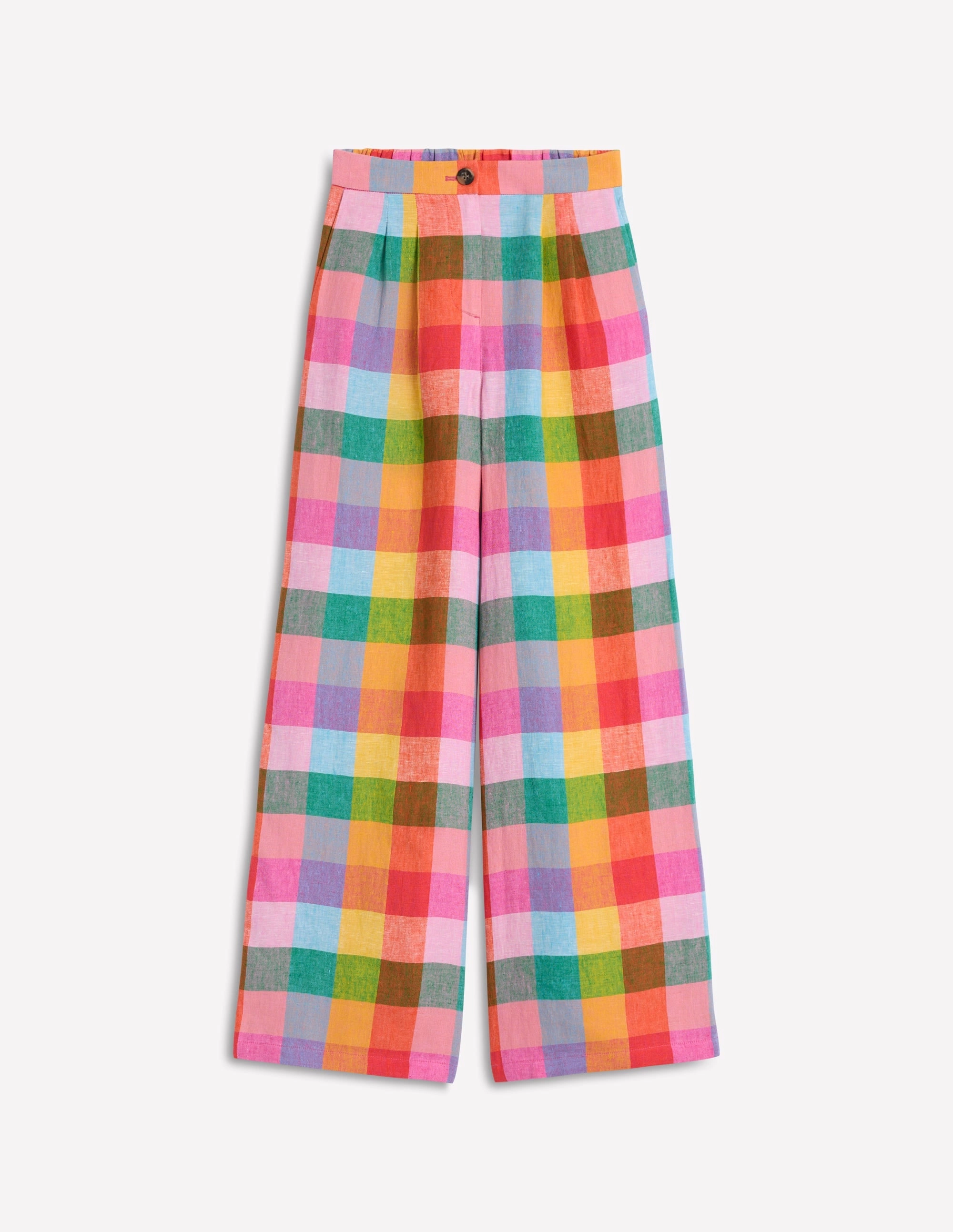 Dulwich Linen Trousers-Rainbow Multigingham