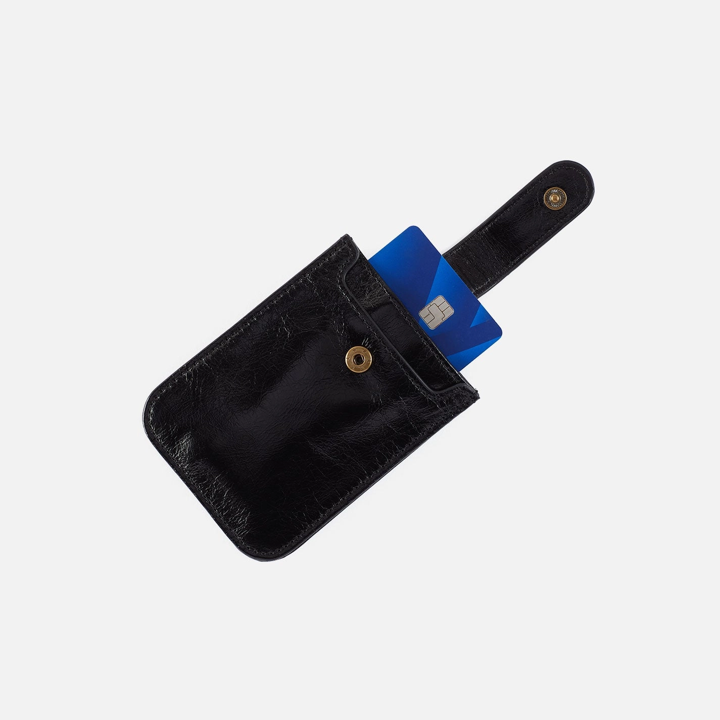 Dunn Card Case In Polished Leather - Black