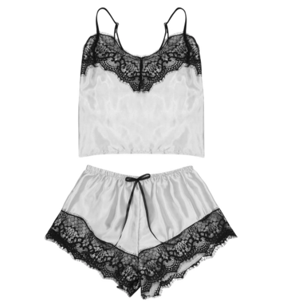 Fashionable And Comfortable Lace Suspender Pajamas Set