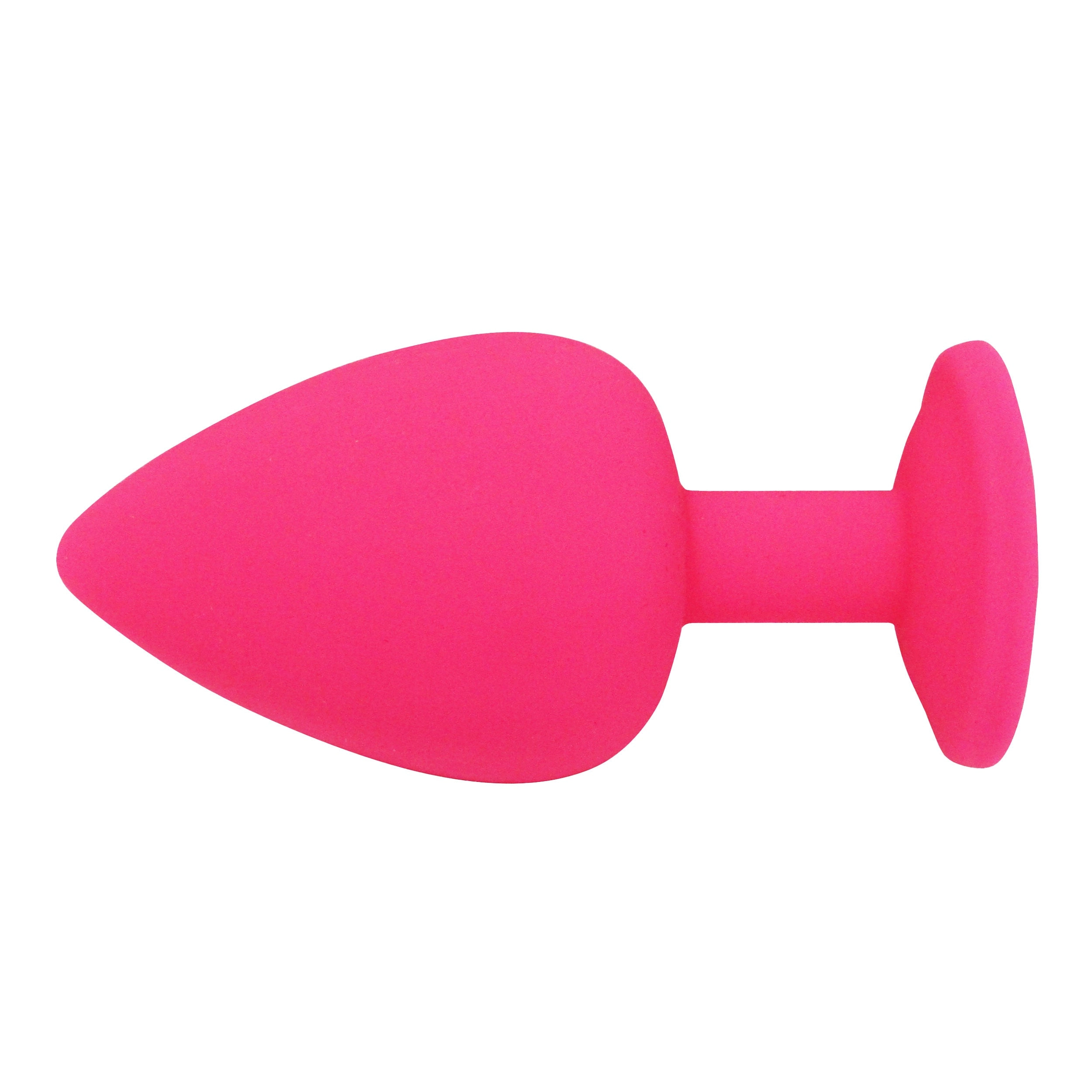 Fetish Pleasure Play Medium Pink Silicone Blue Jewel Butt Plug