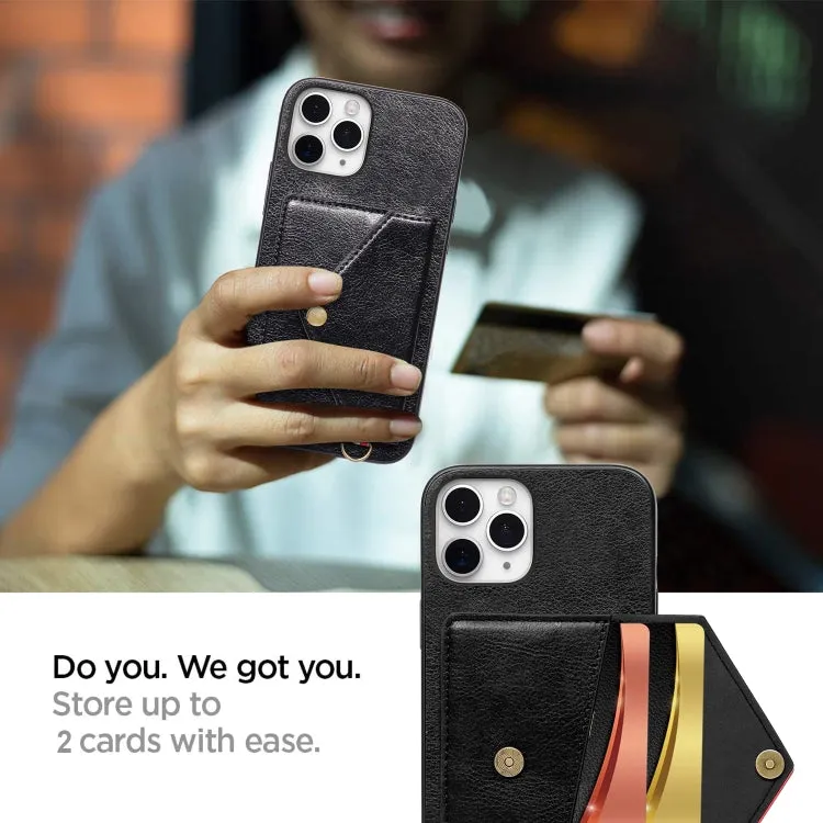 For iPhone 11 Litchi Texture Silicone   PC   PU Leather Back Cover Shockproof Case with Card Slot