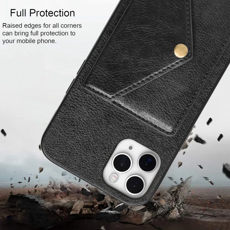For iPhone 11 Litchi Texture Silicone   PC   PU Leather Back Cover Shockproof Case with Card Slot