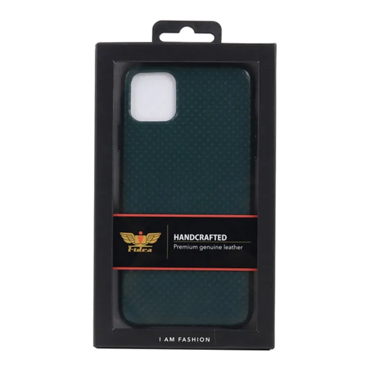 For iPhone 11 Mesh Texture Cowhide Leather Back Cover Semi-wrapped Shockproof Case