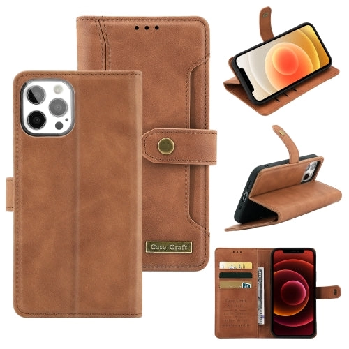 For iPhone 12 Copper Buckle Horizontal Flip Leather Phone Case with Holder  Card Slots