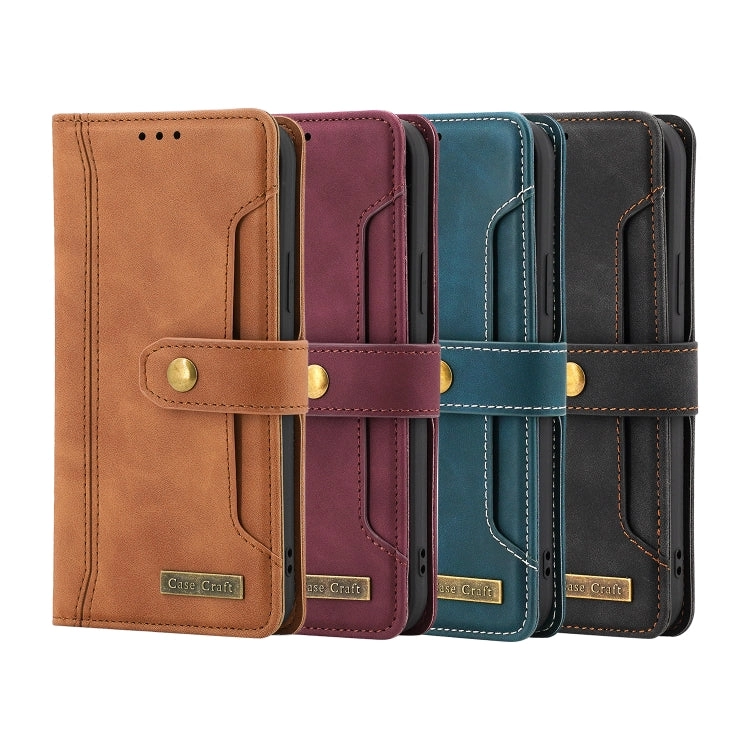 For iPhone 12 Copper Buckle Horizontal Flip Leather Phone Case with Holder  Card Slots
