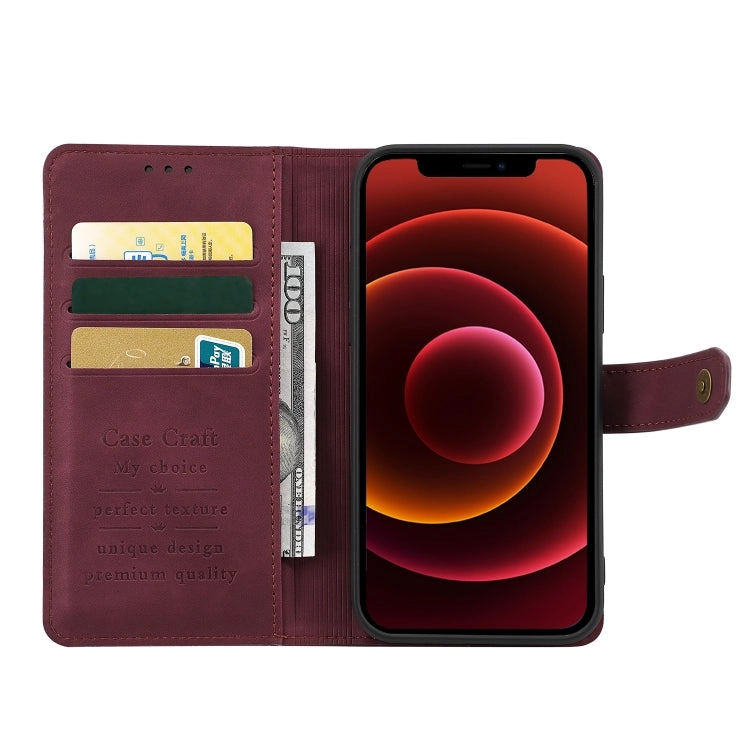For iPhone 12 Copper Buckle Horizontal Flip Leather Phone Case with Holder  Card Slots