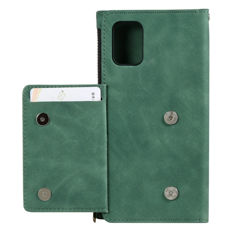 For Samsung Galaxy Note 20 Side Zipper Back Card Horizontal Flip PU Leather Case with Card Slots