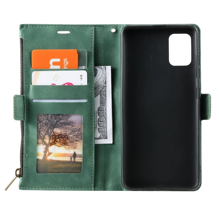 For Samsung Galaxy Note 20 Side Zipper Back Card Horizontal Flip PU Leather Case with Card Slots