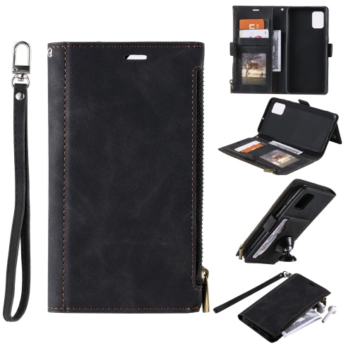 For Samsung Galaxy Note 20 Side Zipper Back Card Horizontal Flip PU Leather Case with Card Slots