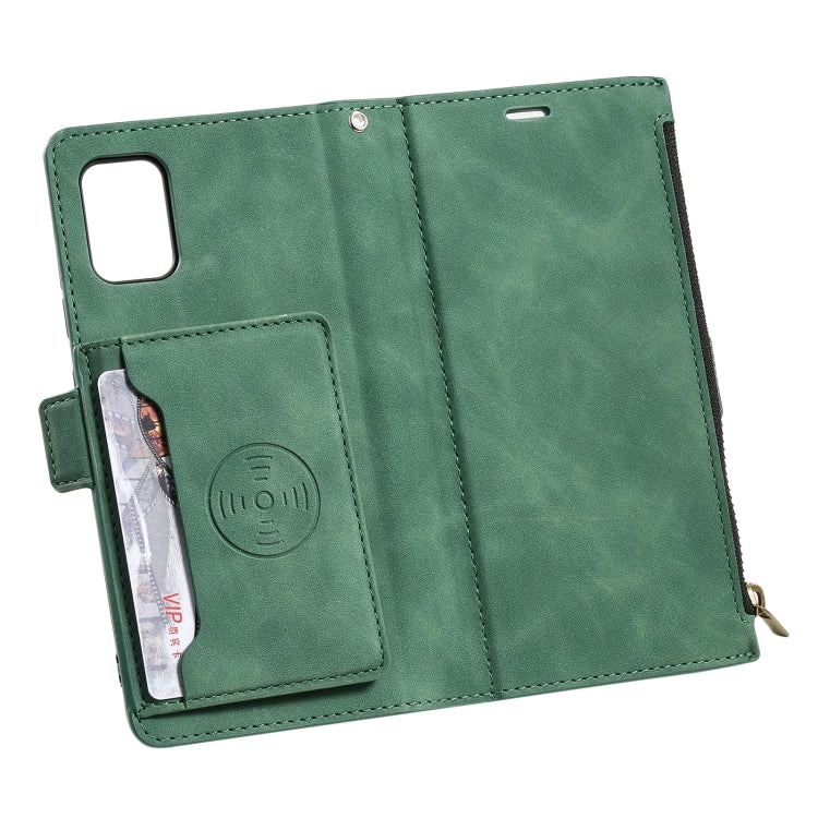 For Samsung Galaxy Note 20 Side Zipper Back Card Horizontal Flip PU Leather Case with Card Slots