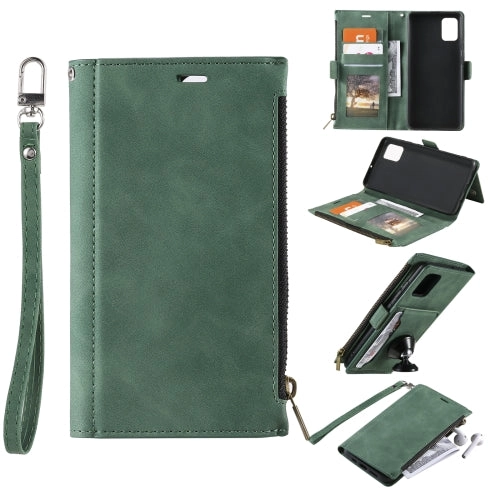 For Samsung Galaxy Note 20 Side Zipper Back Card Horizontal Flip PU Leather Case with Card Slots