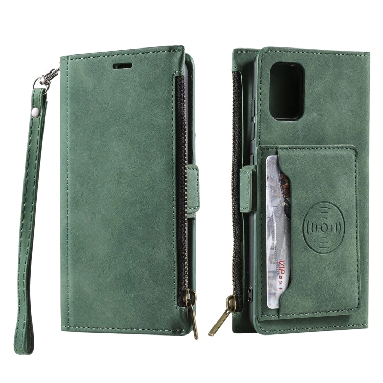 For Samsung Galaxy Note 20 Side Zipper Back Card Horizontal Flip PU Leather Case with Card Slots