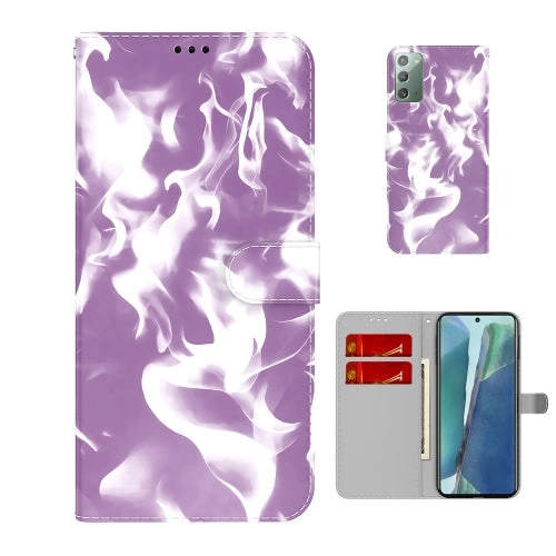 For Samsung Galaxy Note20 Cloud Fog Pattern Horizontal Flip Leather Case with Holder  Card