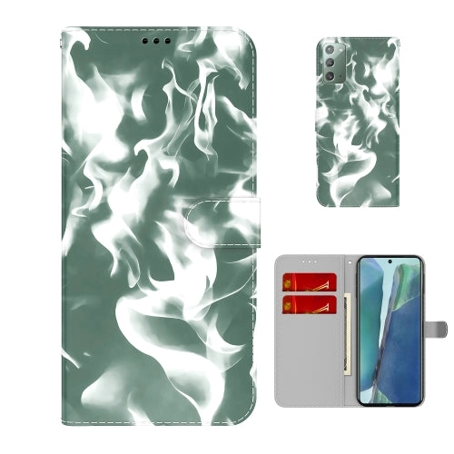 For Samsung Galaxy Note20 Cloud Fog Pattern Horizontal Flip Leather Case with Holder  Card