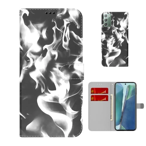 For Samsung Galaxy Note20 Cloud Fog Pattern Horizontal Flip Leather Case with Holder  Card