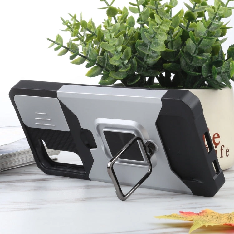 For Samsung Galaxy S21  5G Sliding Camera Cover Design PC   TPU Shockproof Case with Ring Holder