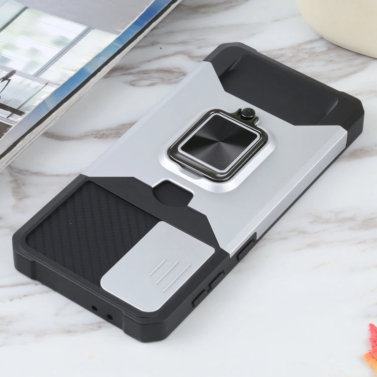 For Samsung Galaxy S21  5G Sliding Camera Cover Design PC   TPU Shockproof Case with Ring Holder