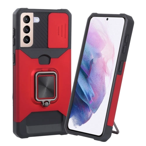 For Samsung Galaxy S21  5G Sliding Camera Cover Design PC   TPU Shockproof Case with Ring Holder