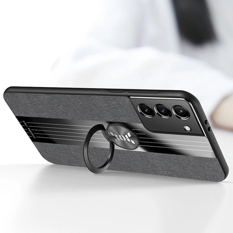For Samsung Galaxy S21  5G XINLI Stitching Cloth Textue Shockproof TPU Protective Case with Ring