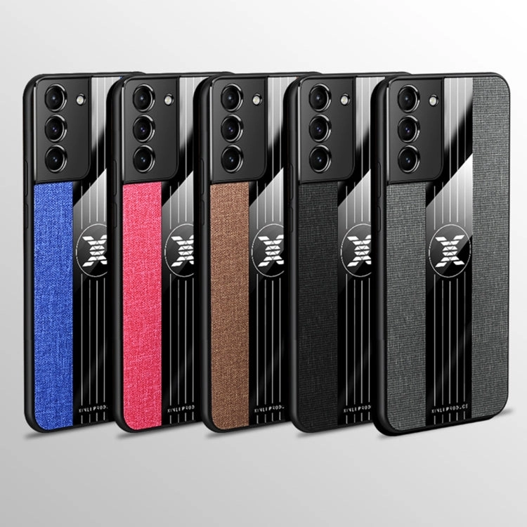 For Samsung Galaxy S21  5G XINLI Stitching Cloth Textue Shockproof TPU Protective Case with Ring
