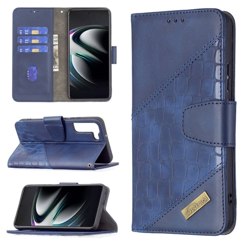 For Samsung Galaxy S22 5G Matching Color Crocodile Texture Leather Phone Case with Holder