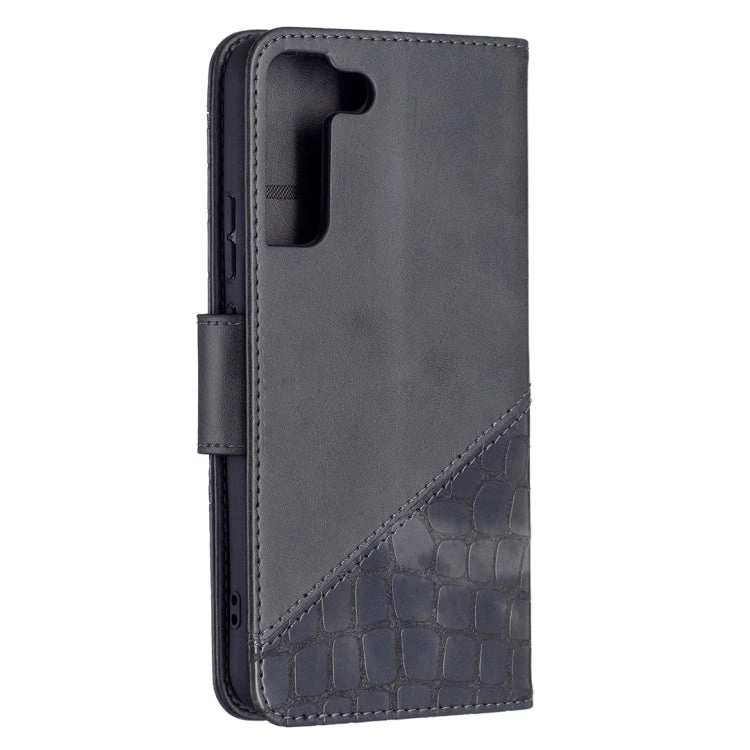 For Samsung Galaxy S22 5G Matching Color Crocodile Texture Leather Phone Case with Holder