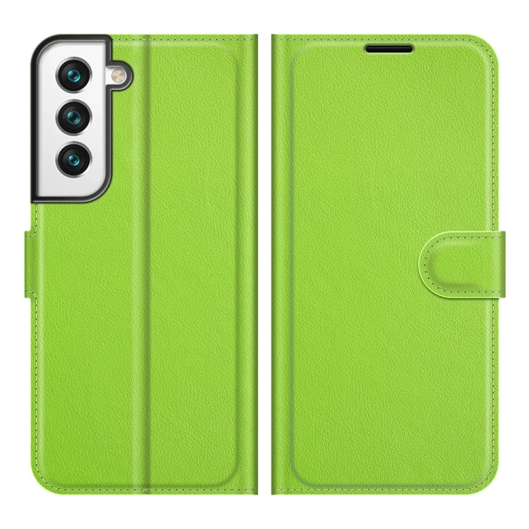 For Samsung S22 Litchi Texture Horizontal Flip Protective Case with Holder  Card Slots