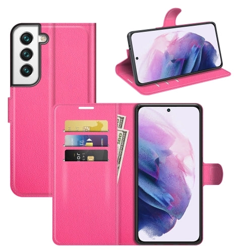 For Samsung S22 Litchi Texture Horizontal Flip Protective Case with Holder  Card Slots