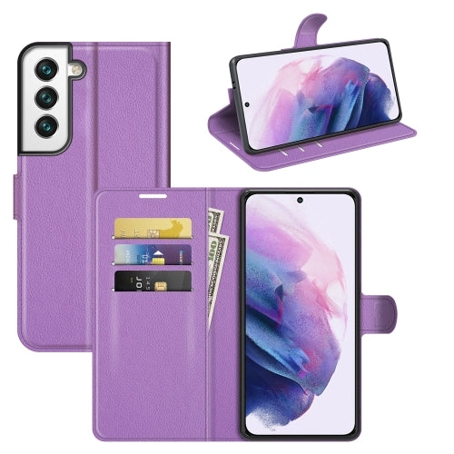 For Samsung S22 Litchi Texture Horizontal Flip Protective Case with Holder  Card Slots