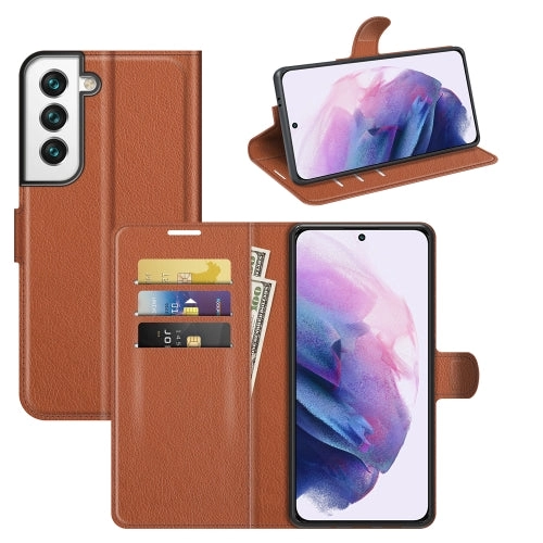 For Samsung S22 Litchi Texture Horizontal Flip Protective Case with Holder  Card Slots