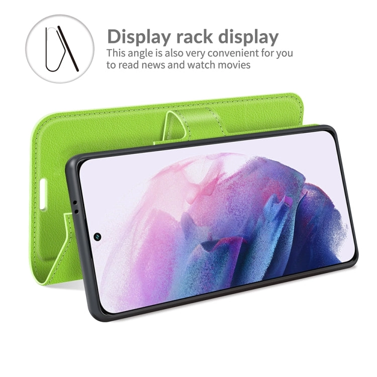 For Samsung S22 Litchi Texture Horizontal Flip Protective Case with Holder  Card Slots