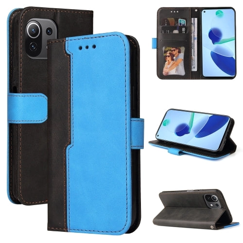 For Xiaomi Mi 11 Business Stitching-Color Horizontal Flip PU Leather Case with Holder  Card