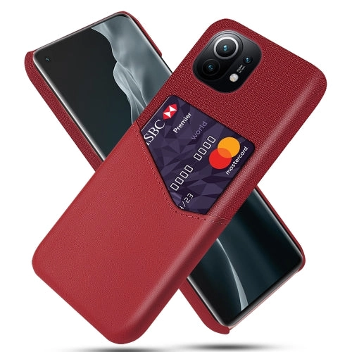 For Xiaomi Mi 11 Cloth Texture PC   PU Leather Back Cover Shockproof Case with Card