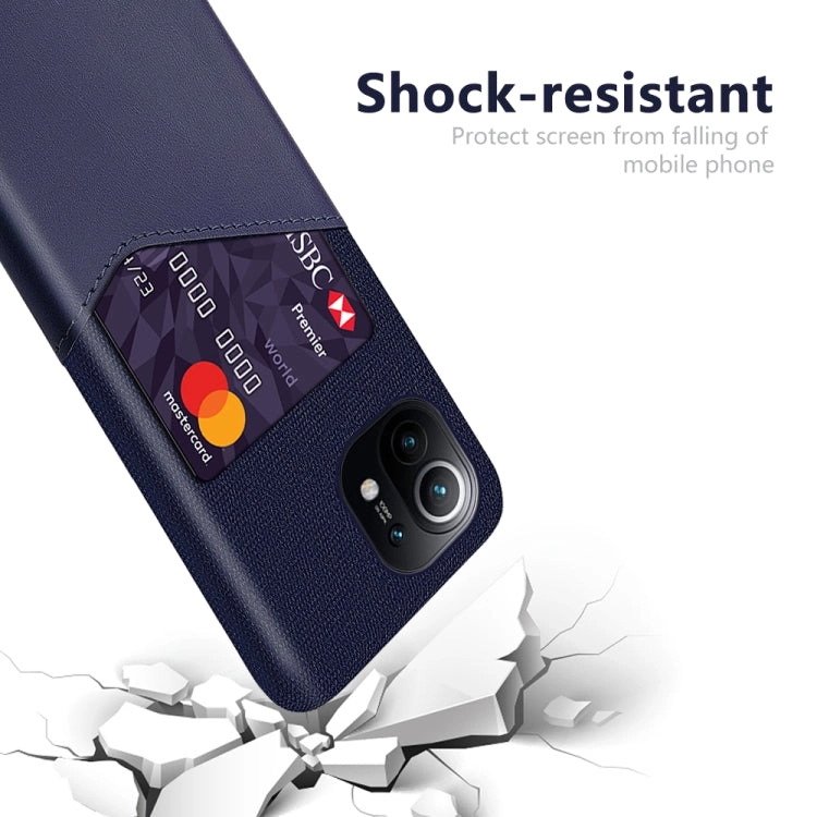 For Xiaomi Mi 11 Cloth Texture PC   PU Leather Back Cover Shockproof Case with Card
