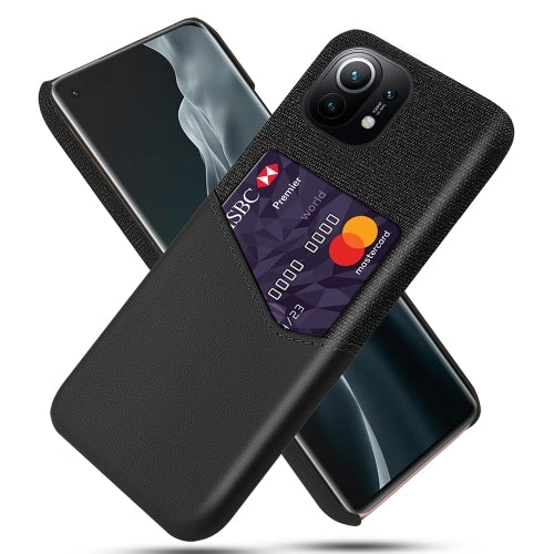 For Xiaomi Mi 11 Cloth Texture PC   PU Leather Back Cover Shockproof Case with Card