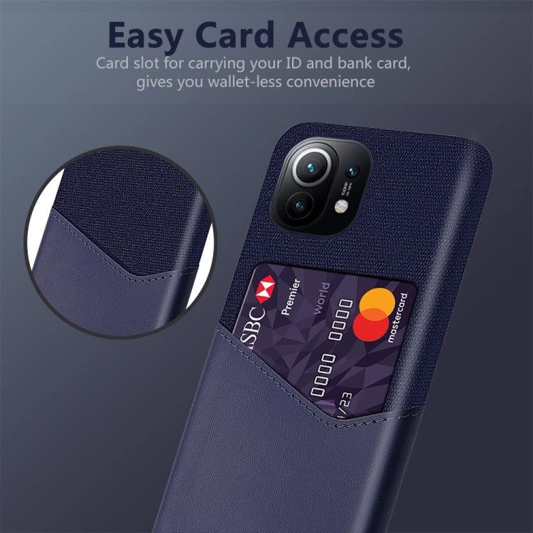 For Xiaomi Mi 11 Cloth Texture PC   PU Leather Back Cover Shockproof Case with Card